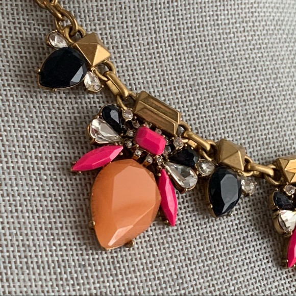 J Crew Statement Necklace Rhinestone Bib Colorful - Picture 10 of 16